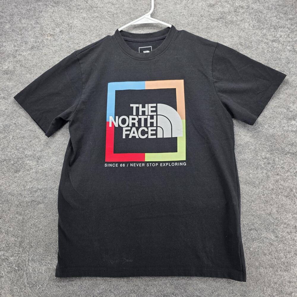 The North Face Shirt Mens M Black Short Sleeve Crewneck Tagless Logo Graphic